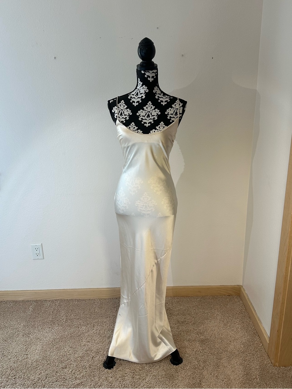 Commense Champagne Satin Maxi Slip Dress